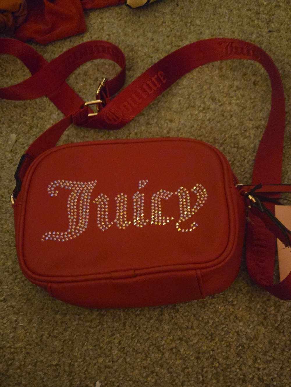Juicy Couture Red Crystal Logo Crossbody Bag